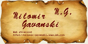Milomir Gavanski vizit kartica